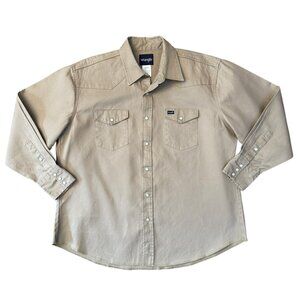 Wrangler Men's Cowboy Cut Firm Finish Long Sleeve Pearl Snap Work Shirt XXL